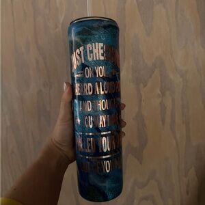 Blue and Gold Tumbler with Straw